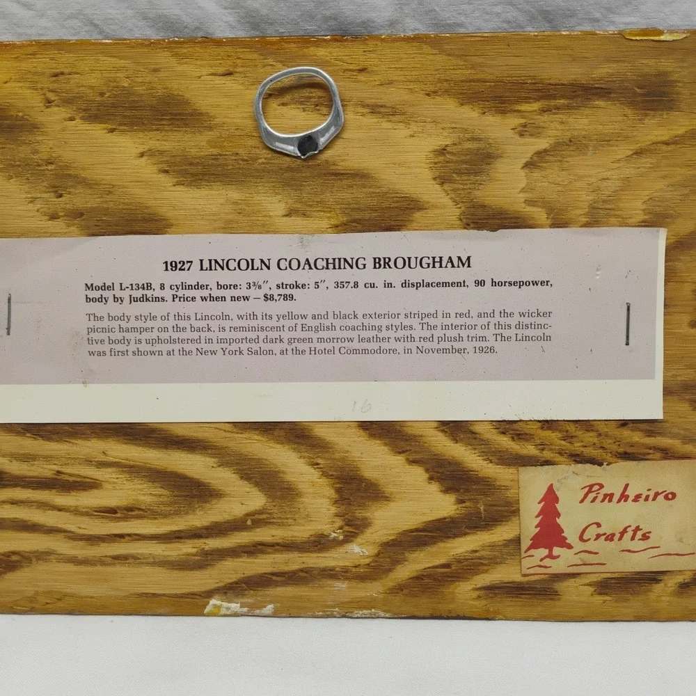 1927 Lincoln Coaching Brougham Car Wooden Plaque Sign Pinheiro Crafts 11